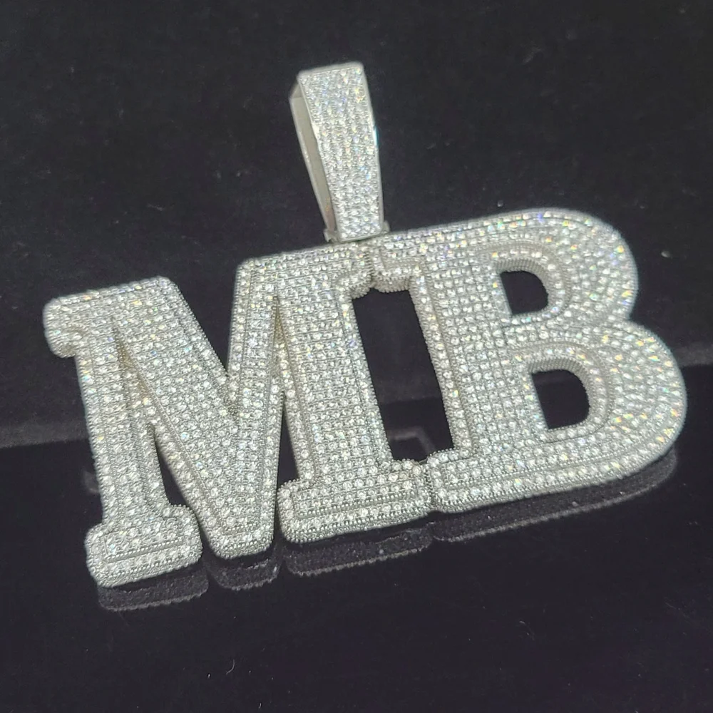 Custom Big Bold Letter Necklace Hip Hop Pendant Can Pass Through 24MM Chain Iced Out Number Nameplate Jewelry Personalized Gifts