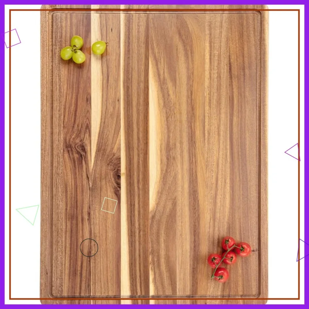 

Очень большая разделочная доска из дерева акации с канавкой для сока, прочный мясной блок для мяса, овощей, барбекю, домашней повара