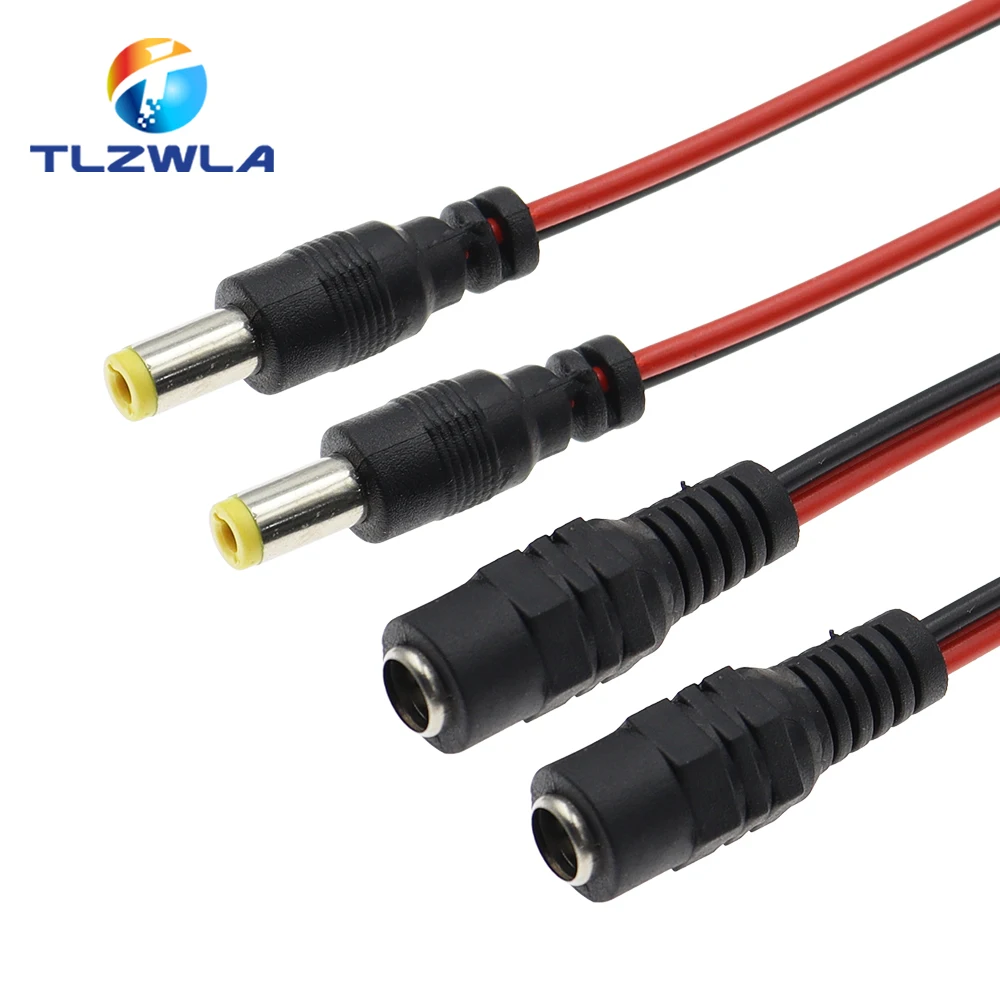 5 SZTUK Zasilacz DC męski żeński Kabel 12V Wtyczka DC Adapter Kabel Wtyczka Złącze do kamery CCTV Wtyczka DC 5.5 * 2.1 mm 5.5x2.1
