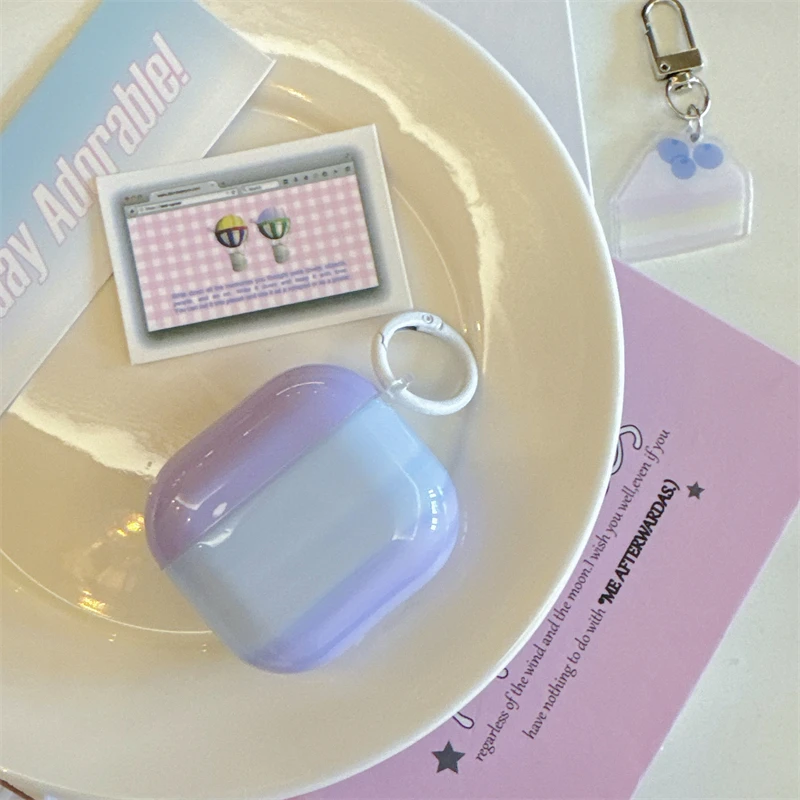 Korean Cute Purple Blue Gradient Glossy Cover Case For AirPods 4 1 2 3 Pro For AirPods Pro 3 Pro 2 Shockproof Protective Case - view 2