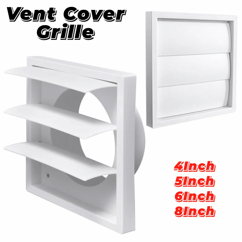 

Vent Systems White Vent Cover Grille With Screen Plastic Exhaust Vent Cover One-Directional Louvered Dryer Duct Vent Cover
