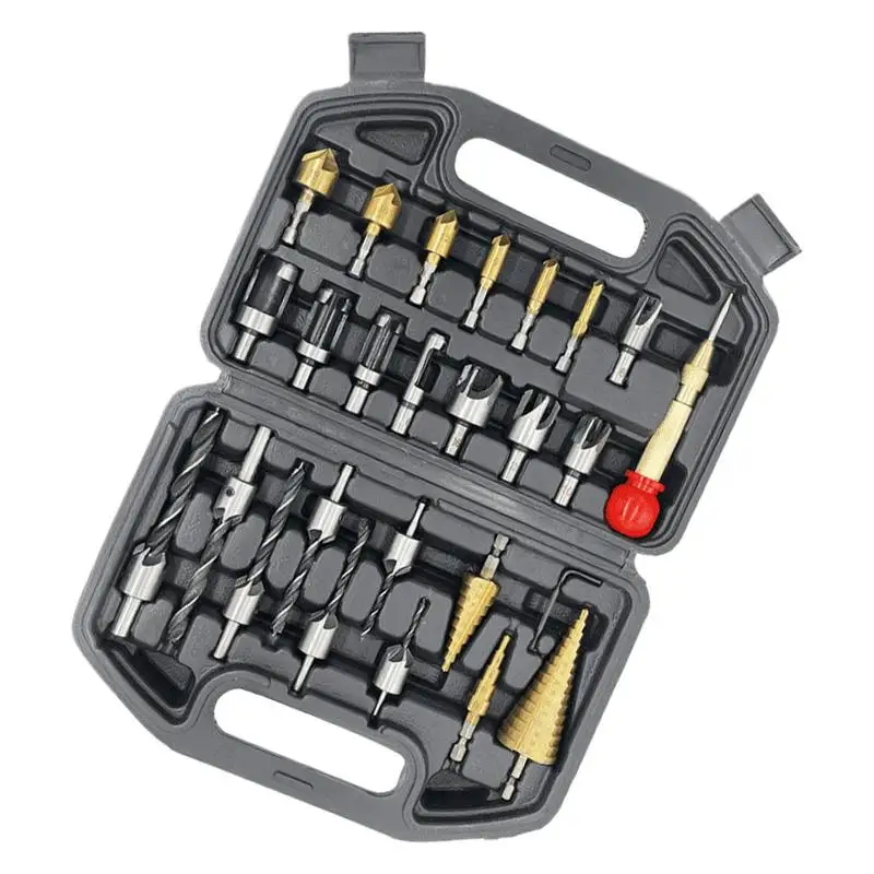 Counter Sink Bit For Metal 26 Pieces Wood Plug Cutter Countersink Drill Bit Wood Countersink Drill Bit Set For Home Business