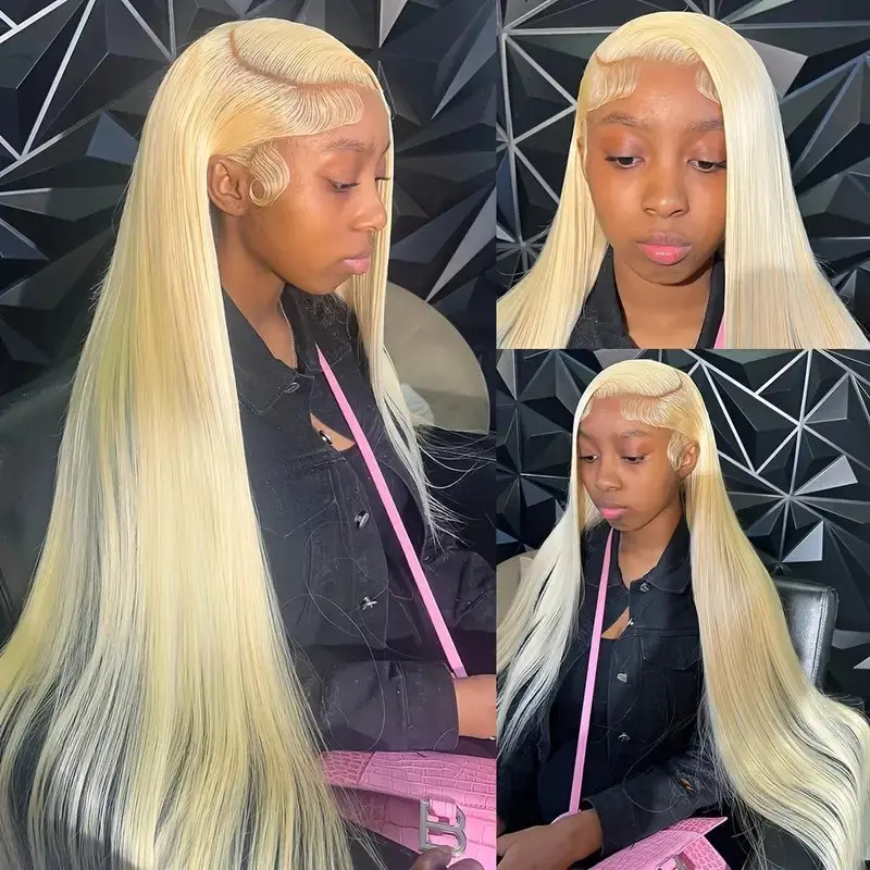 613 Blonde 22 Inches 13x6 Lace Wig 13x4 Lace Wig Straight Transparent180 Density Pre-plucked Brazilian For Women Human Hair Wig