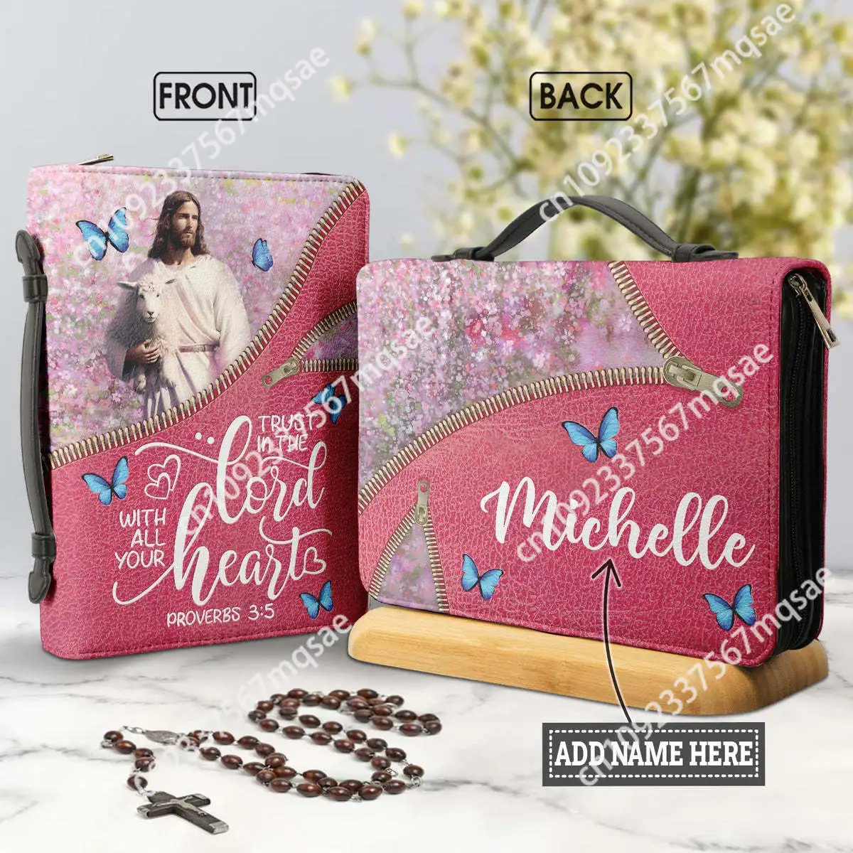 

Bible Bags Trust In The Lord With All You Heart Print Ladies Storage Christian Bible Cover Case for Women Personalized Handbags