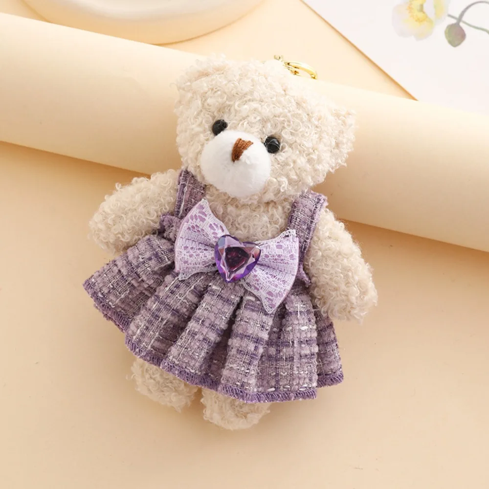 PP Cotton Bear Plush Pendant Lifelike Kawaii Bear Plush Ornaments 12cm Stuffed Animal Bear Plush Toy Bag Decoration