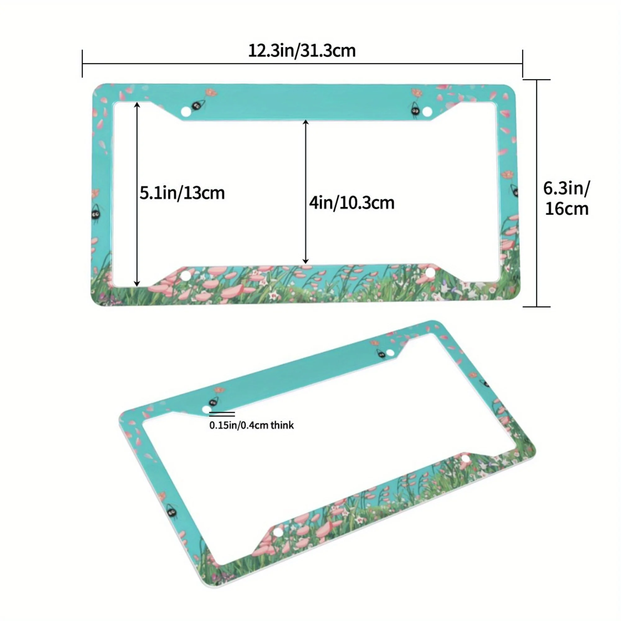 1pc Aluminum License Plate Frame -Ghibli Sakura Kawaii License Plate Frame- , A Special Gift for Yourself, Friends and Family