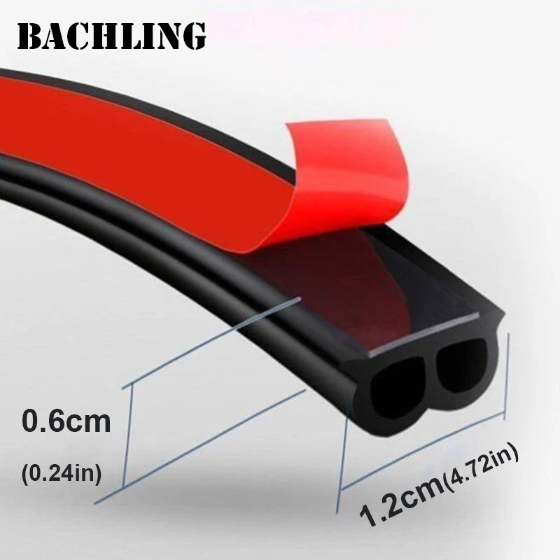 B type Rubber Seals Sticker Sound Insulation Sealing Interior Accessories Weatherstrip Car Seal Strong Adhensive Sticker 2/5/16M