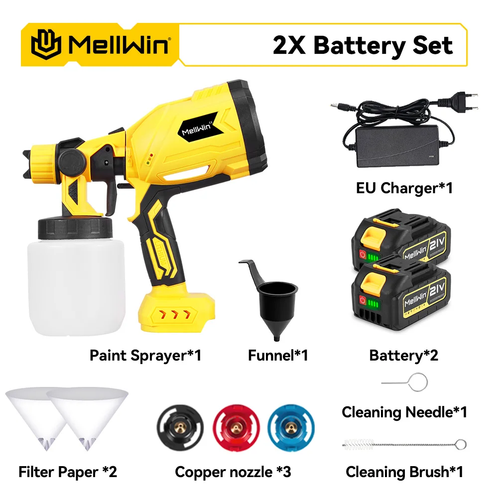 MELLWIN 1000ML Cordless Elektrische Farbspritzpistole High Power Farbspritzgerät Auto Möbel Stahl Sprayer Für Makita 18V Batterie pin – Detail 25