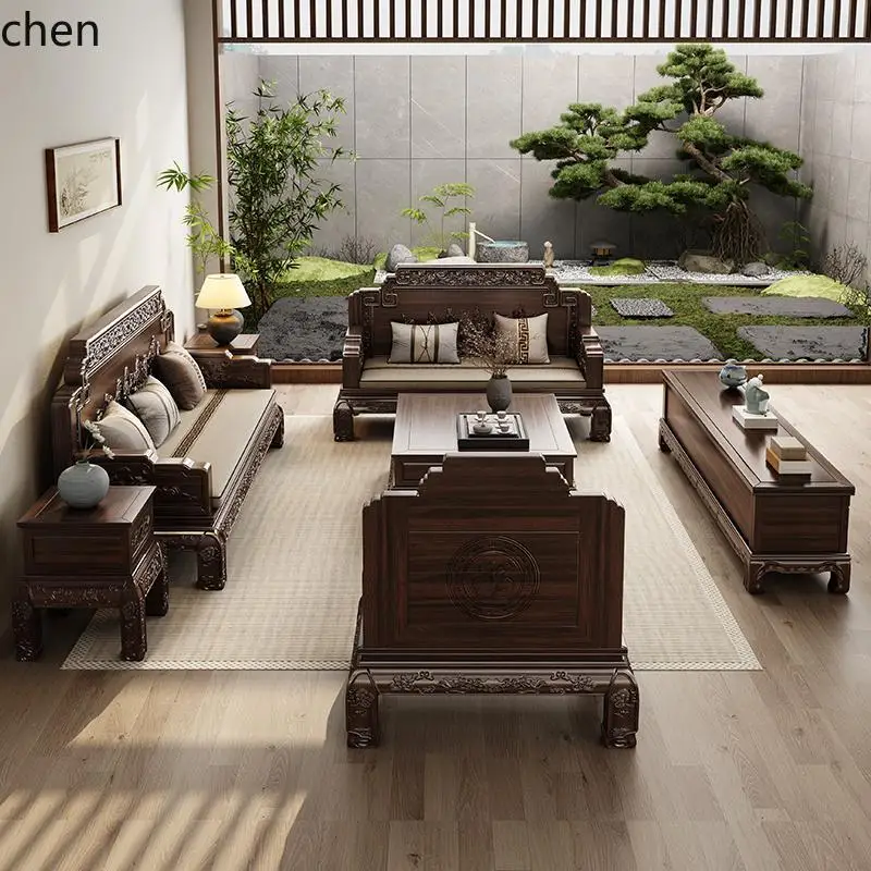 

QZT solid wood sofa red sandalwood living room
