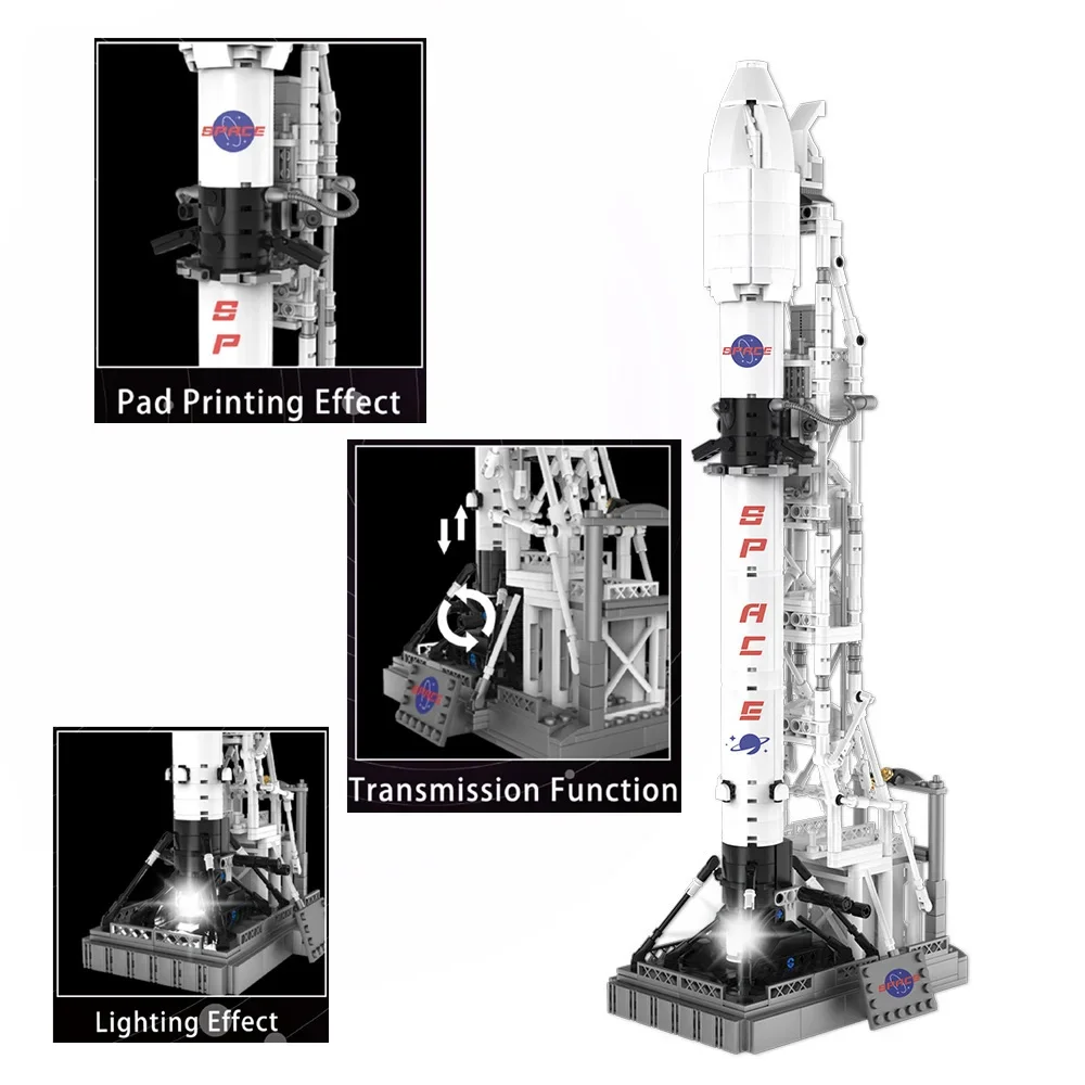 869PCS Space X Starship Falcon Heavy Launch System Tower Spaceship Space Rocket Display Model Building Blocks Bricks Toy Gift