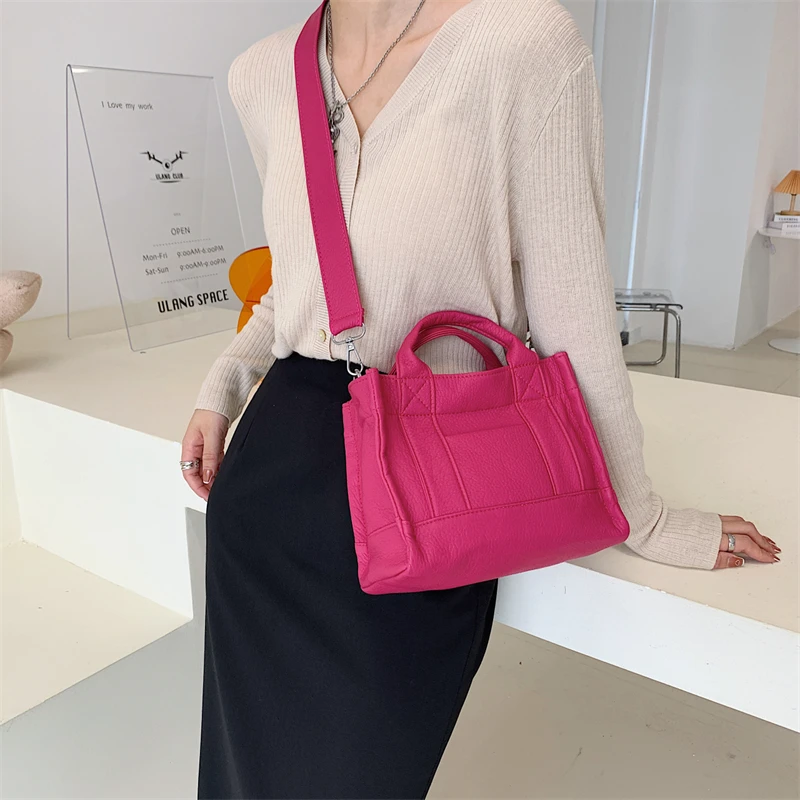 Borse a tracolla in morbida pelle di colore puro per donna 2021 autunno nuove Mini borse quadrate borse Casual da viaggio femminili di moda semplice