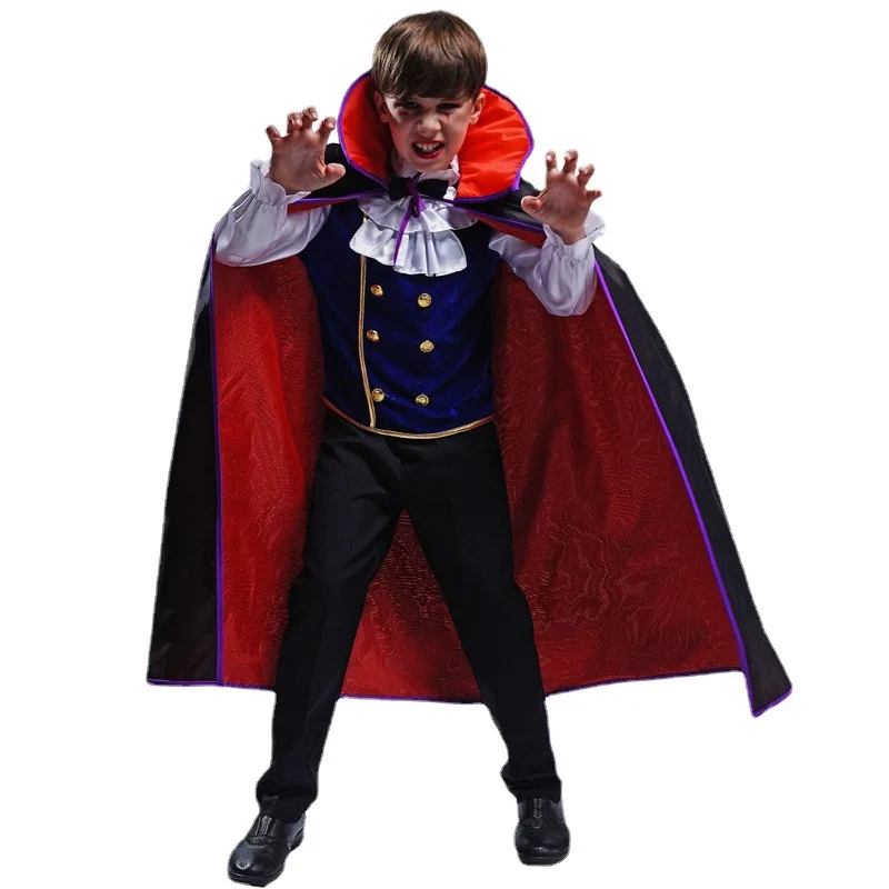 Halloween Children Performance Costume Holiday Party Cosplay Vampire Costume Horror Funny Cloak Suit Boy Carnival Stage Costume