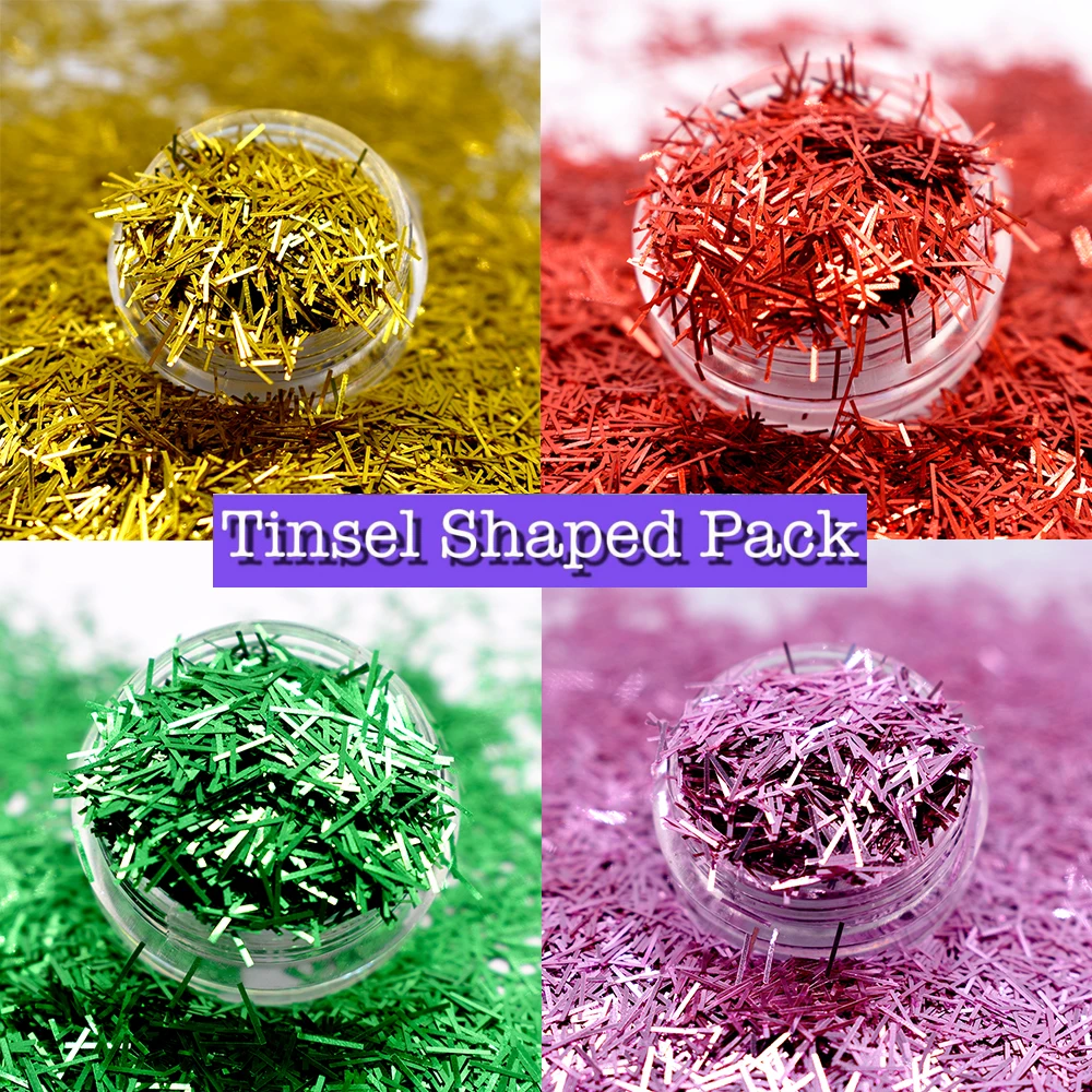 PrettyG Gold Silver Tinsel Glitter Shapes Opal Nails Holographic Sequins Iridescent Glitter Supplies For Nail Art DIY Decoration