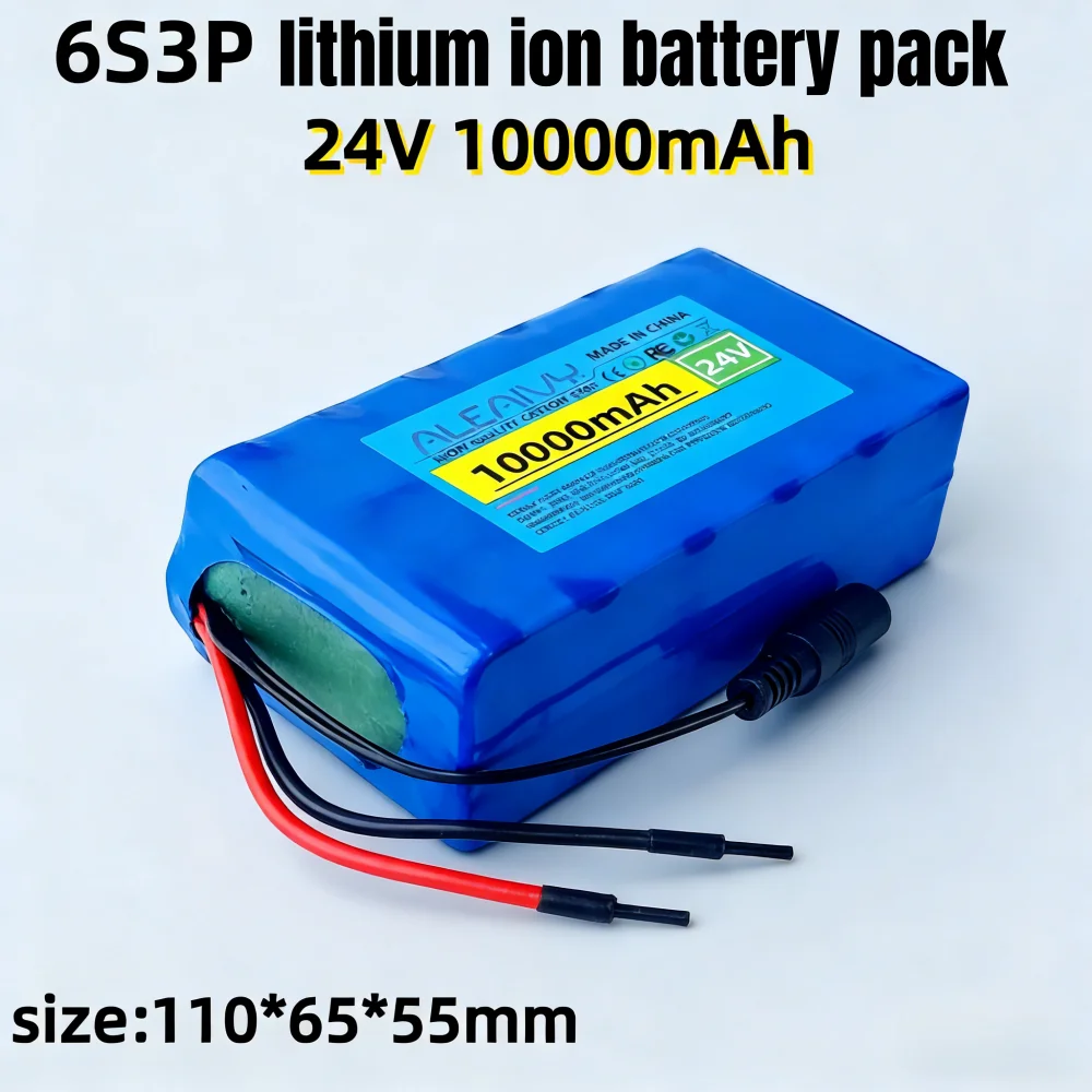 

24V 6S3P 10Ah rechargeable lithium ion battery pack with BMS,for 24V camping equipment+optional connector+2A charger