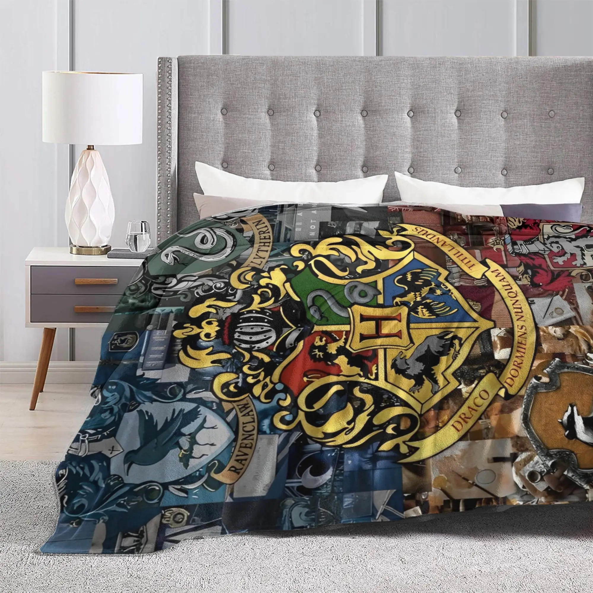 H-Harry P-Potter الفانيلا البطانيات هوجورتس مدرسة كريست مضحك رمي بطانية لسرير أريكة الأريكة 200x150 سنتيمتر البساط قطعة ،