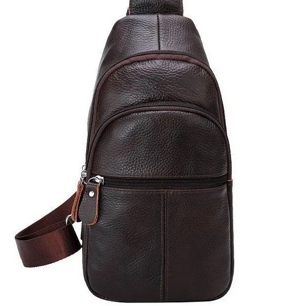 New Leather Chest Cover Layer Cowhide Business Men's Crossbody Bag with High-end Feel and Simple Chest Bag