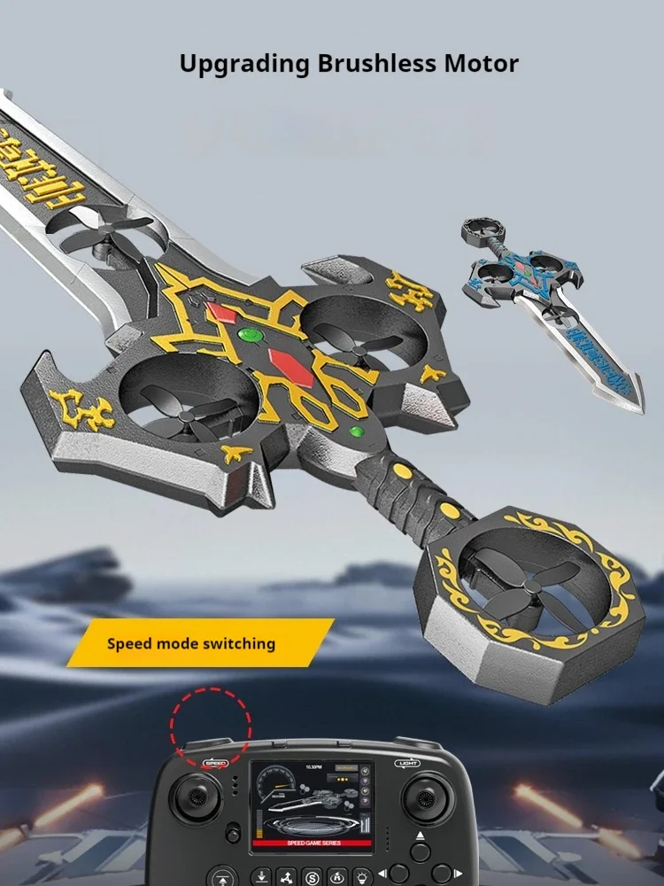 

2025 New 2.4G RC Airplane Brushless Motor 4CH Remote Control Flying Sword Drone with RGB Lights Popular Mechanical Toy for Kids