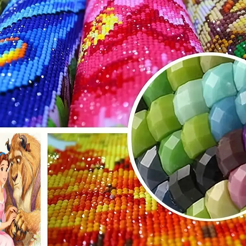 1PC Disney's Beauty and the Beast Belle & Beast 5D Full Drill Diamond Painting Kit, Romantic Fairytale Cartoon Character Gem Art - Image 4