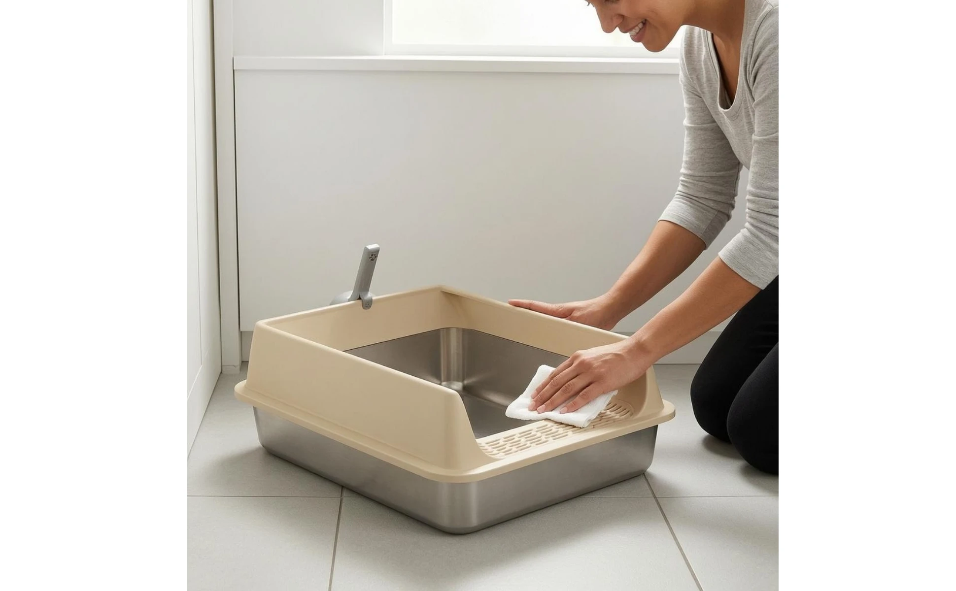 Cat Litter Box with Fence Deep Basin Open Top Litter Box Waste Tray Included Scoop Non Porous