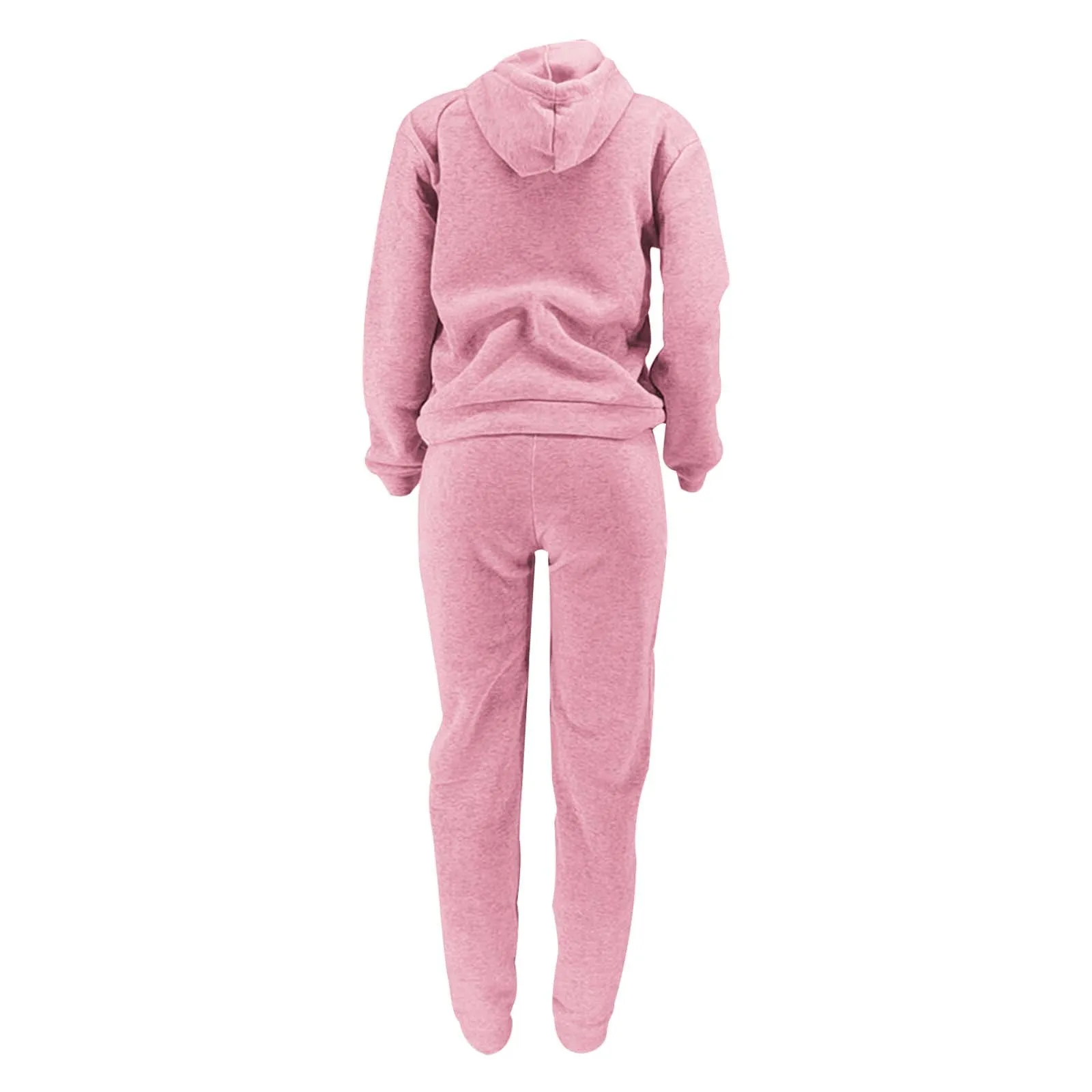 Autumn Winter Fashion Hooded Sweatshirt + Sweatpants Daily Casual Warm Letter Print Two Piece Sports Suit with Multiple Pockets