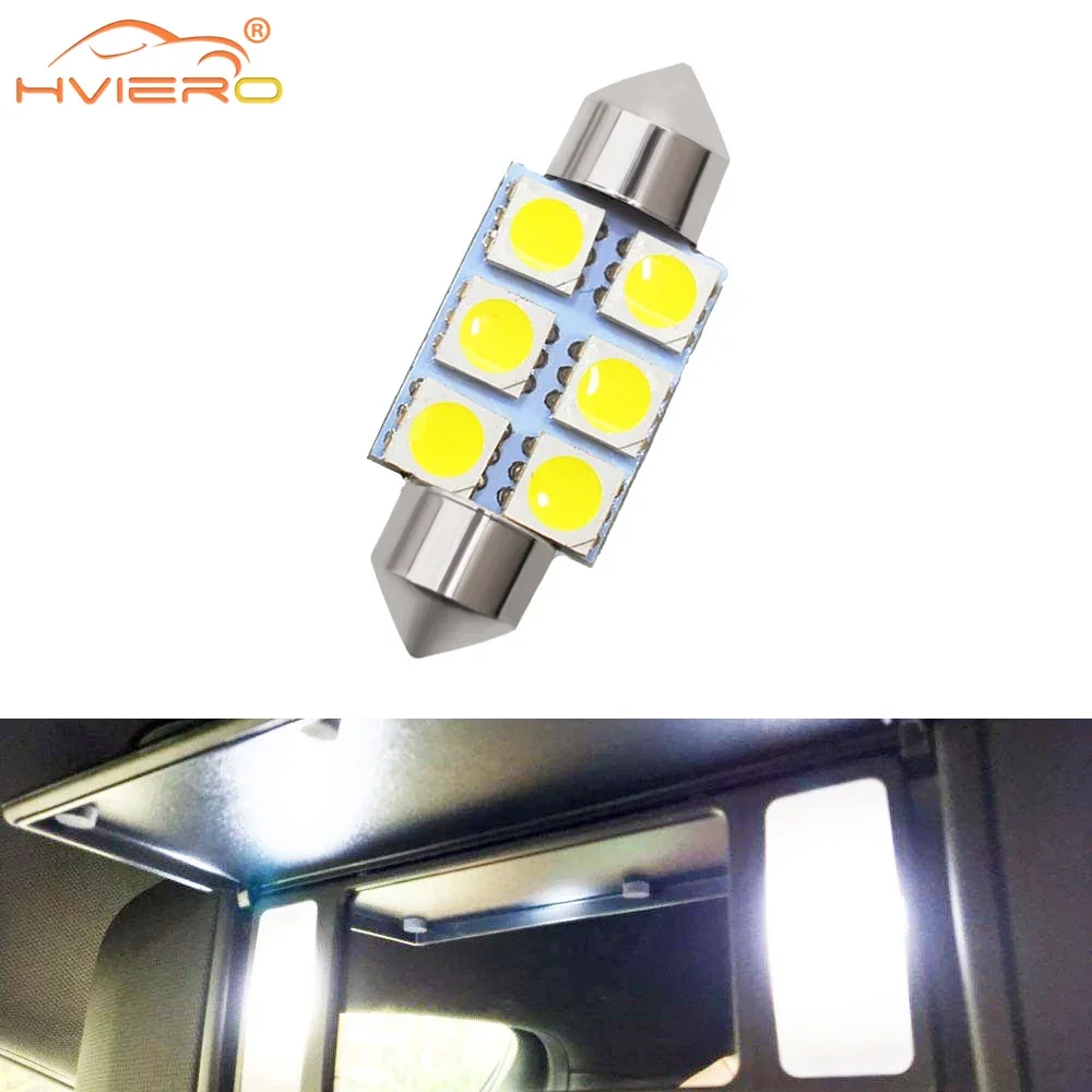 

White Car Led 31mm 36mm 39mm 41mm C5w 5050 6smd Dc 12v Interior Accessories Lighting Door Festoon Dome Lights License Plate Lamp