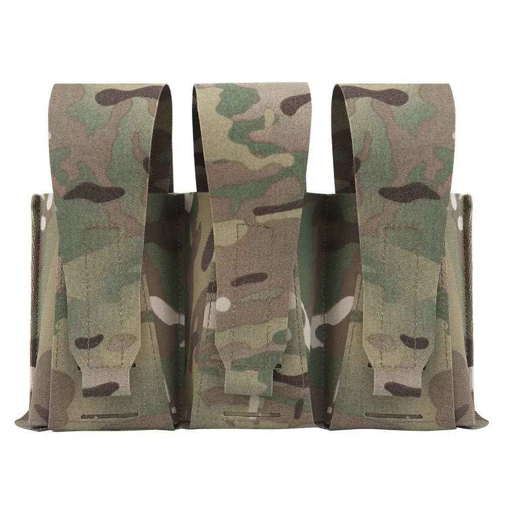 Wosport LG3V2 Triple Mag Pouch 5.56 with G Hook 2.5 Inch Buckle Detachable Flap Hook Loop Panel for Airsoft Vest Chest Rig Gear
