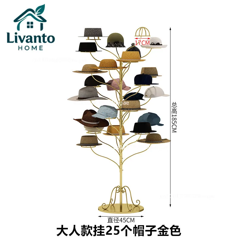 

Tree Shape Hat Display Stand Floor Multi-Layer Cap Organizer Store Clothing Rack Children's Boutique Display Rotating Cap Holder