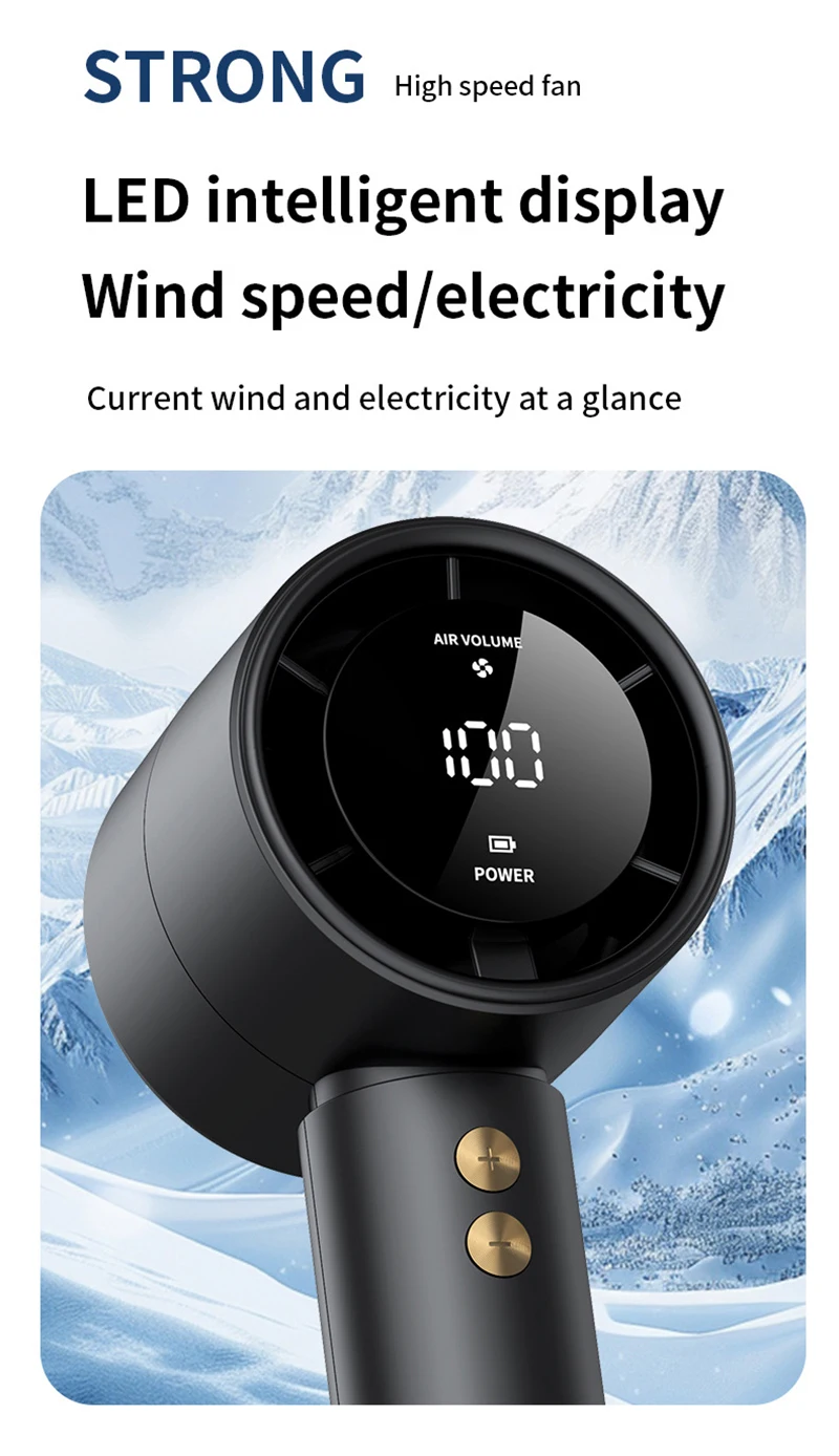 Mini-Handventilator, USB, schnelles Aufladen, tragbarer Luftrechner-Ventilator, stummgeschalteter Hochgeschwindigkeitsventilator für Reisen, Outdoor-Aktivitäten – Detail 7