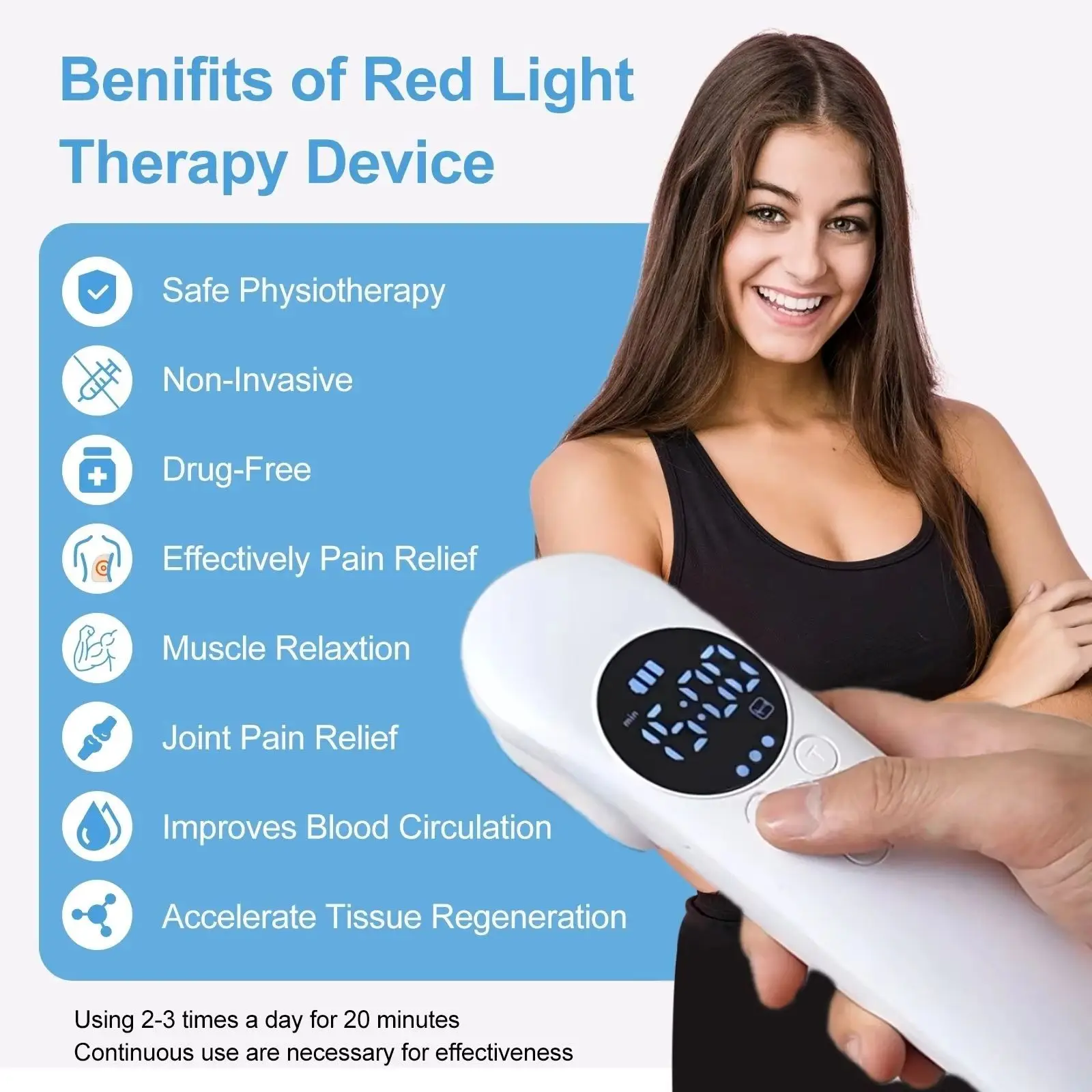 

520mW Dual Wavelength 650nm+808nm Cold Laser Portable LLLT Device for Effective Muscle & Joint Pain Relief