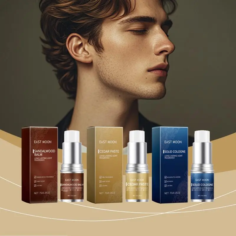 

Men Solid Perfume Sandalwood Fragrance Long Lasting Portable Body Cologne Grooming Kit Personal Care Gift Set