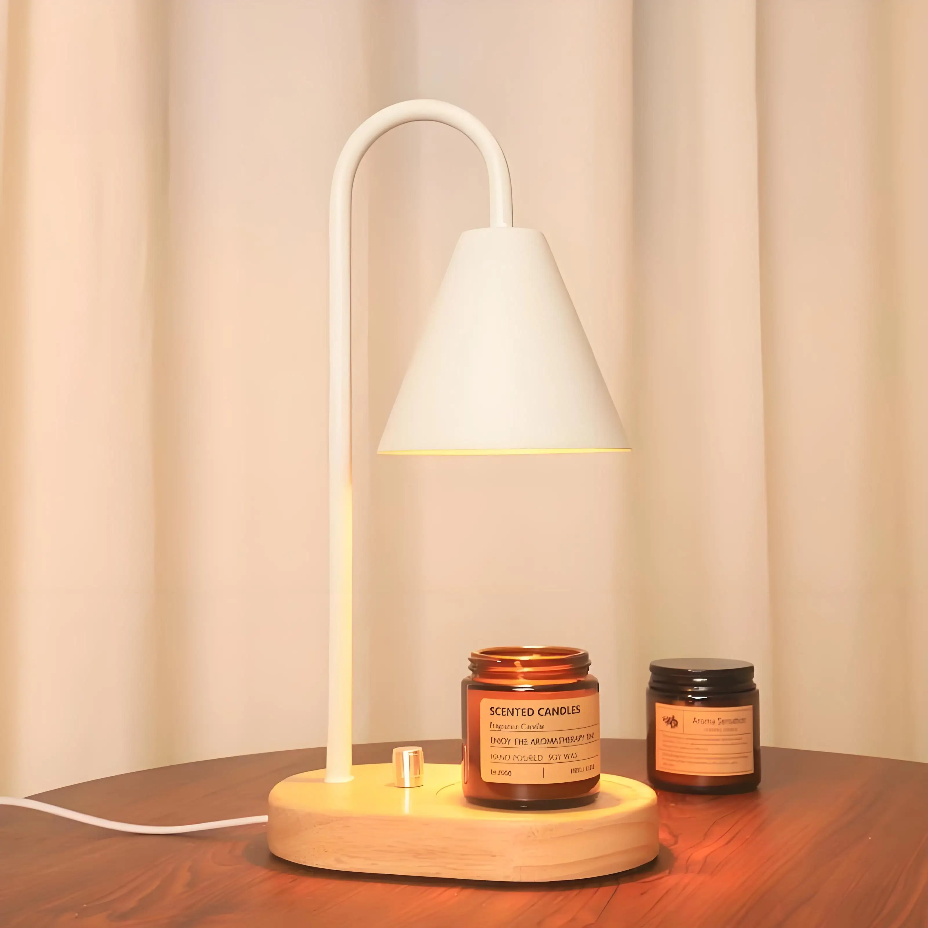 110V/230V Electric Candle Warmer Wax Melting Light  Creative Aromatherapy Table Wooden Base Bedside Decor view 5