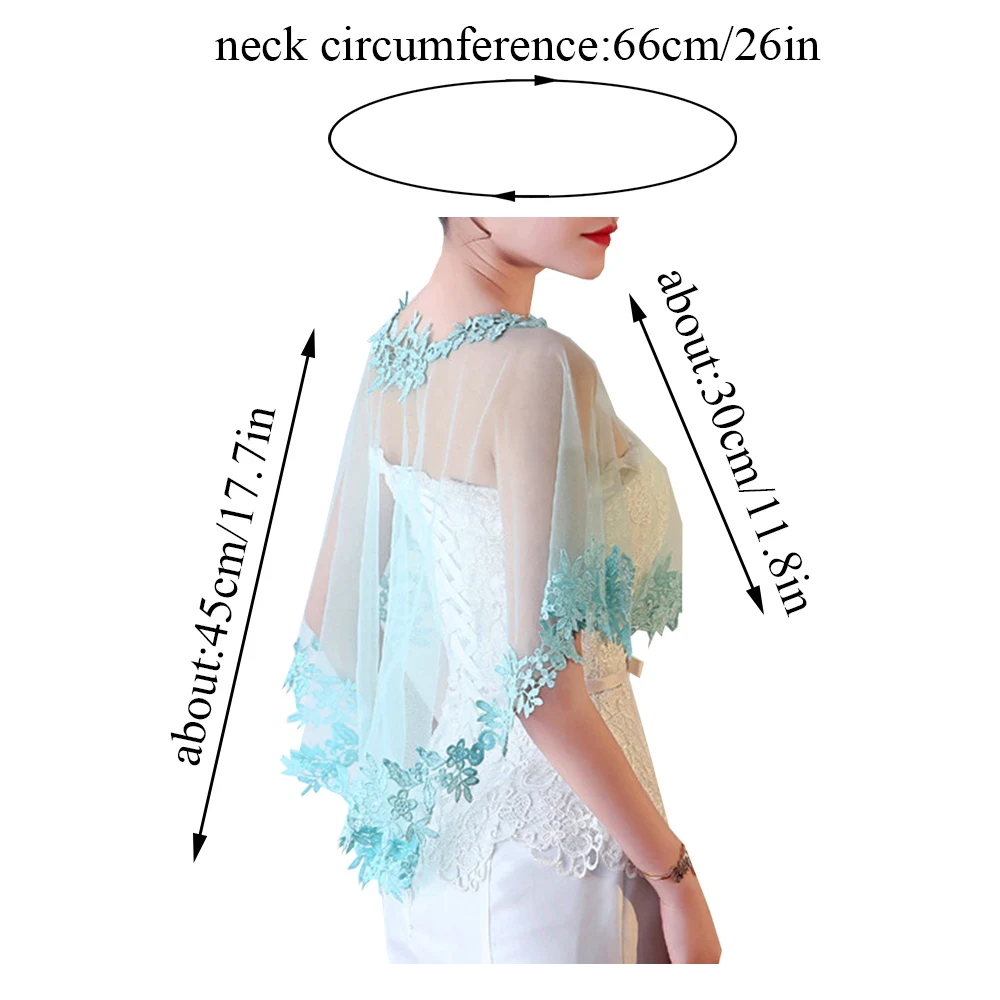 Casual O-Neck Lace Short Sleeve Bridal Wedding Elegant Women Cape Summer Black Applique Tulle Evening Prom Cape Cosplay Shawl