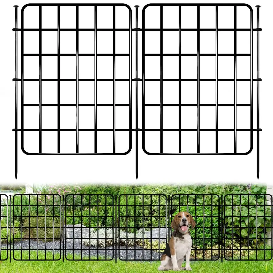

x 17in Garden Fence Animal Barrier, 28 Panels No Dig Fence Border, Rustproof Metal Decorative Garden Fence with Ground Stake, Fl