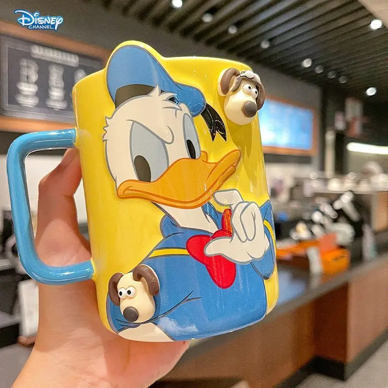 Disney 2024 new creative Mickey Mouse Mickey Minnie ceramic mug cartoon cute Donald Duck office coffee mug birthday gift