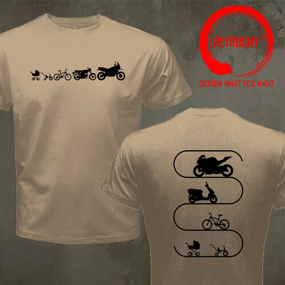 Evolution Bicycle Scooter Motorcycle Biker T Shirt Men Fashion Trendy Casual Clothing Stylish Tops Tee Shirt Leisure Tshirt