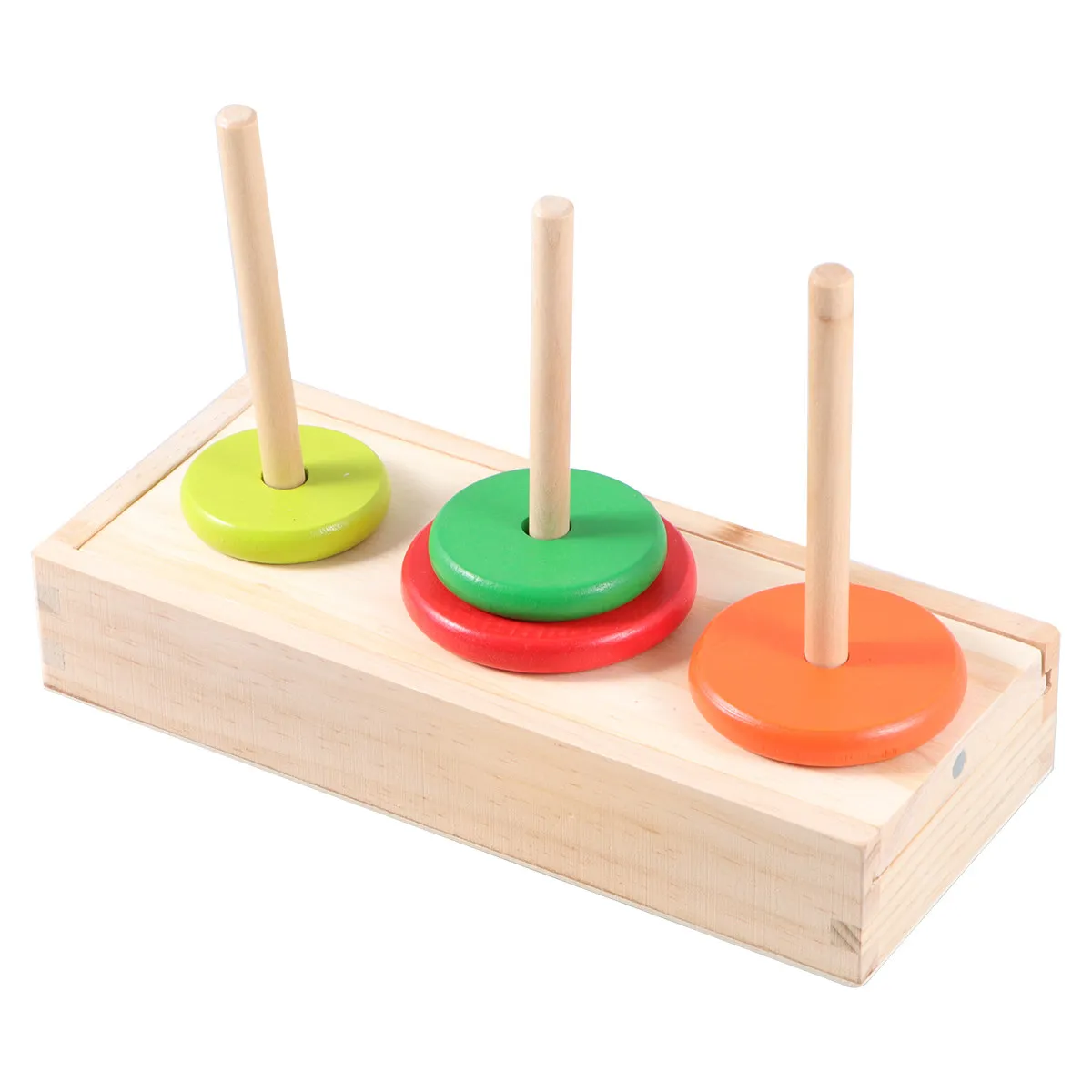 1Set Wooden Ring Stacking Tower Educational Developmental Puzzle Colorful Large Size Kids Learning Game Enhances Creativity