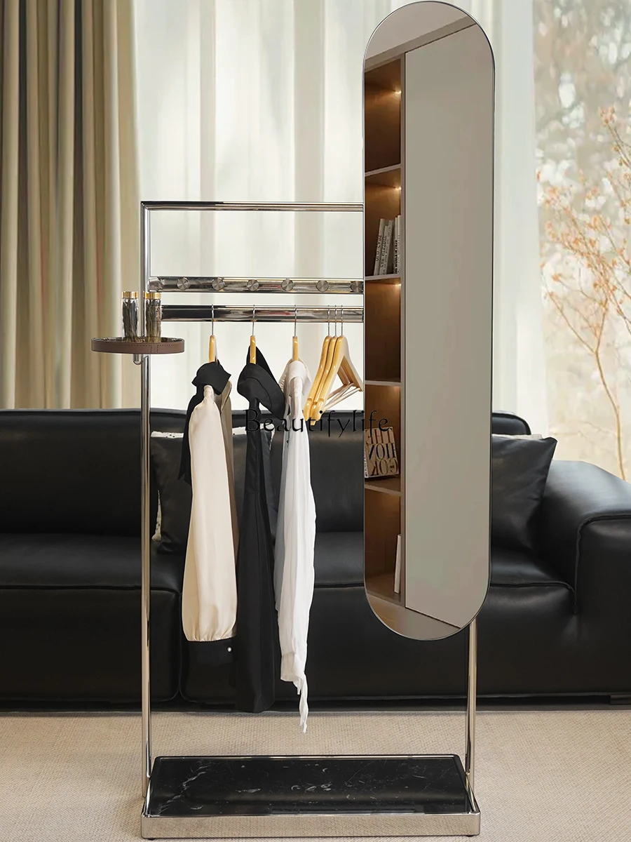 Light Luxury Bedroom Full-Length Mirror Mid-Ancient Floor Coat Rack Clothing Store Stainless Steel Full-Length Mirror