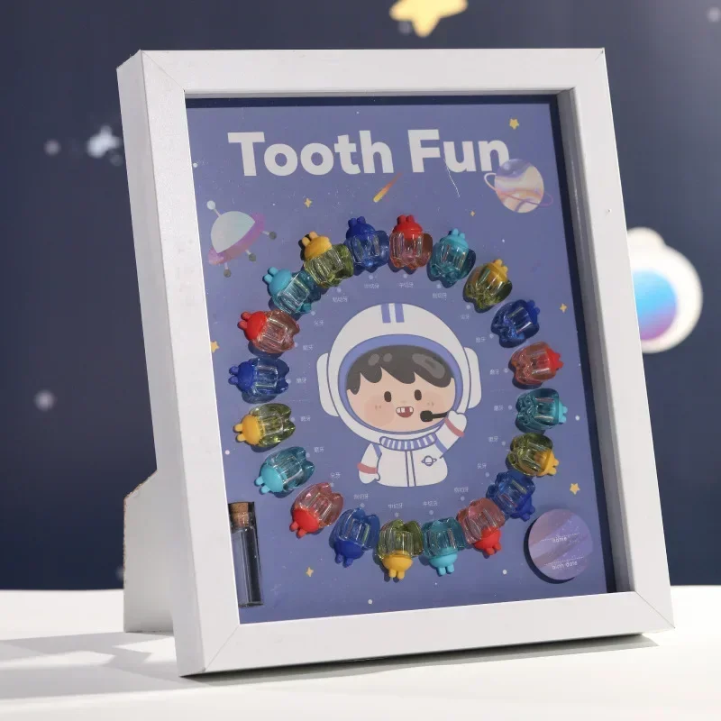 Kids Baby Tooth Box Wooden Plastic Frame Baby Tooth Box Transparent Crystal Tooth House Boy and Girl Baby Tooth Storage Box