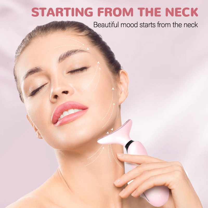 7 Colors LED Lights Face Neck Beauty Device Vibration Massage Improve Neck Lines Reduce Double Chin Neck Lifting Massager