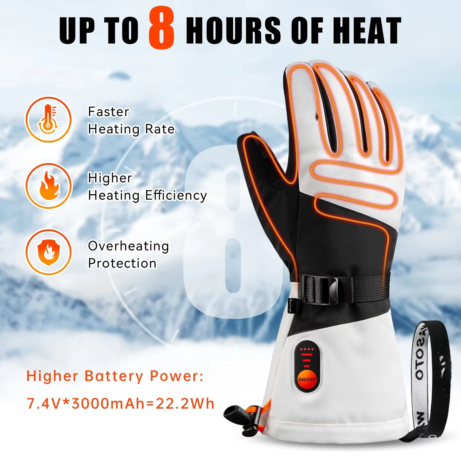 Wasoto Li-ion 7.4V Battery Thermal Heated Gloves New Version Electric Heating Gloves USB Hand Warmer Skiing Motorcycle