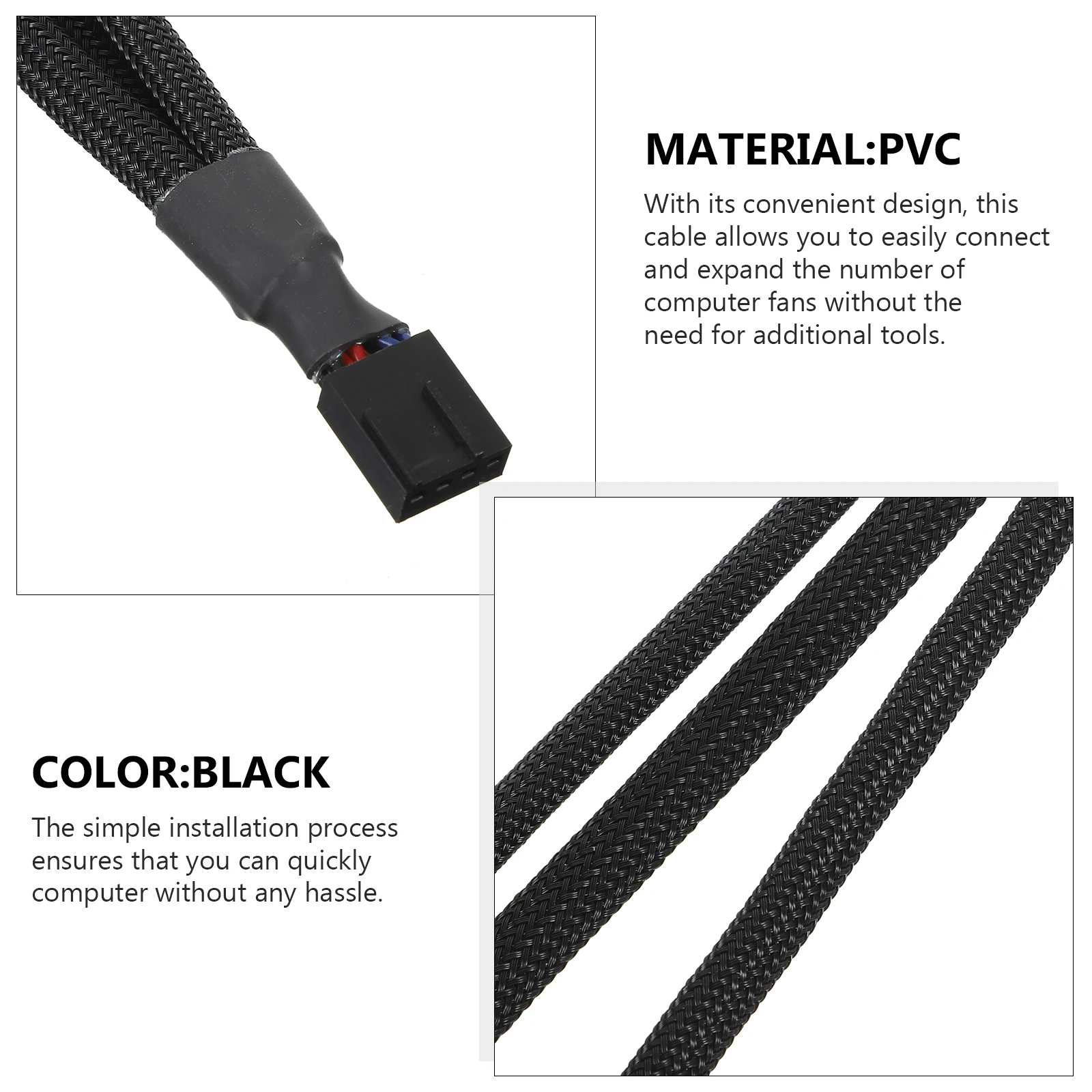 

2PCS CPU Splitter 4 Pin PWM 1 to 3 Converter Cable Black Snake 3 Way 4 Pin Pwm Fan Splitter Wire PC Cooling System Hardware