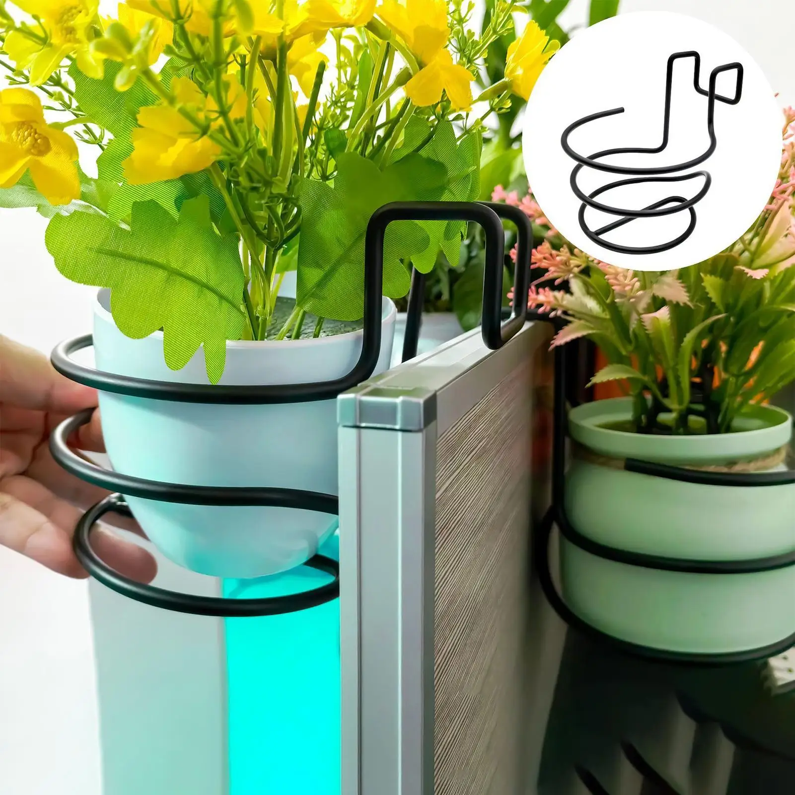 

Балконные перила для цветов, подвесной железный подвесной держатель для растений над перилами, держатель для забора, корзины для цветочных горшков, уличный балкон