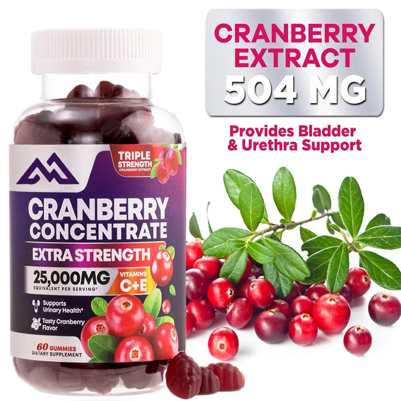 

Cranberry Gummies - Urinary Health Gummies+Vitamin C -25000 milligrams, non GMO, gluten free -60 vegetarian gummies