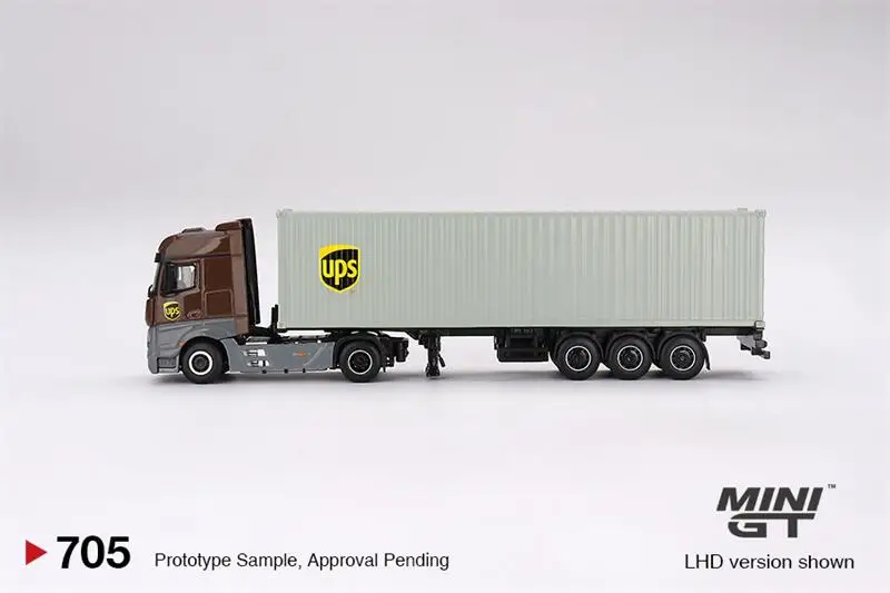 MINI GT 1:64 Actros Trailer w/40 Ft Container 40 UPS truck with Driver and workers  set