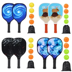 Madeira Praia Jogo Badminton Raquete, Pickleball Racquet para Iniciante, Cartoon Plastic Handle, Festa ao ar livre, 1 Par