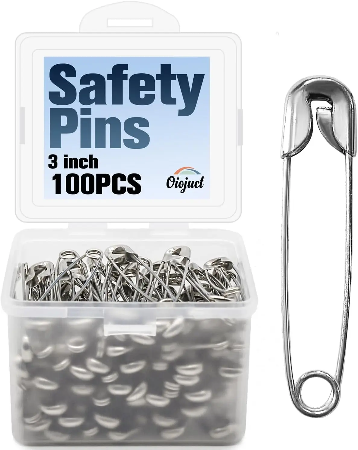 

Heavy Duty Safety Pins 3 Inch, 100 Pack for Sewing, Crafts & Clothing