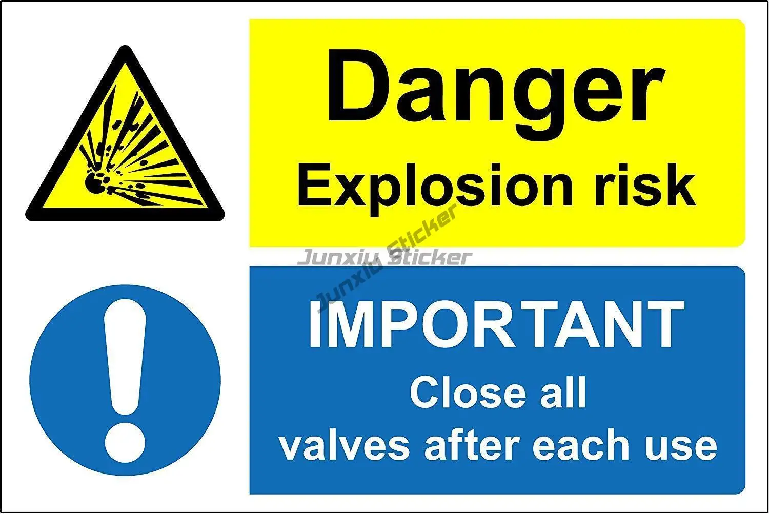 

Warning Danger explosion risk close all valves after each use Safety sign Motorcycle Boat Parts Tool Kit Gps Accessories