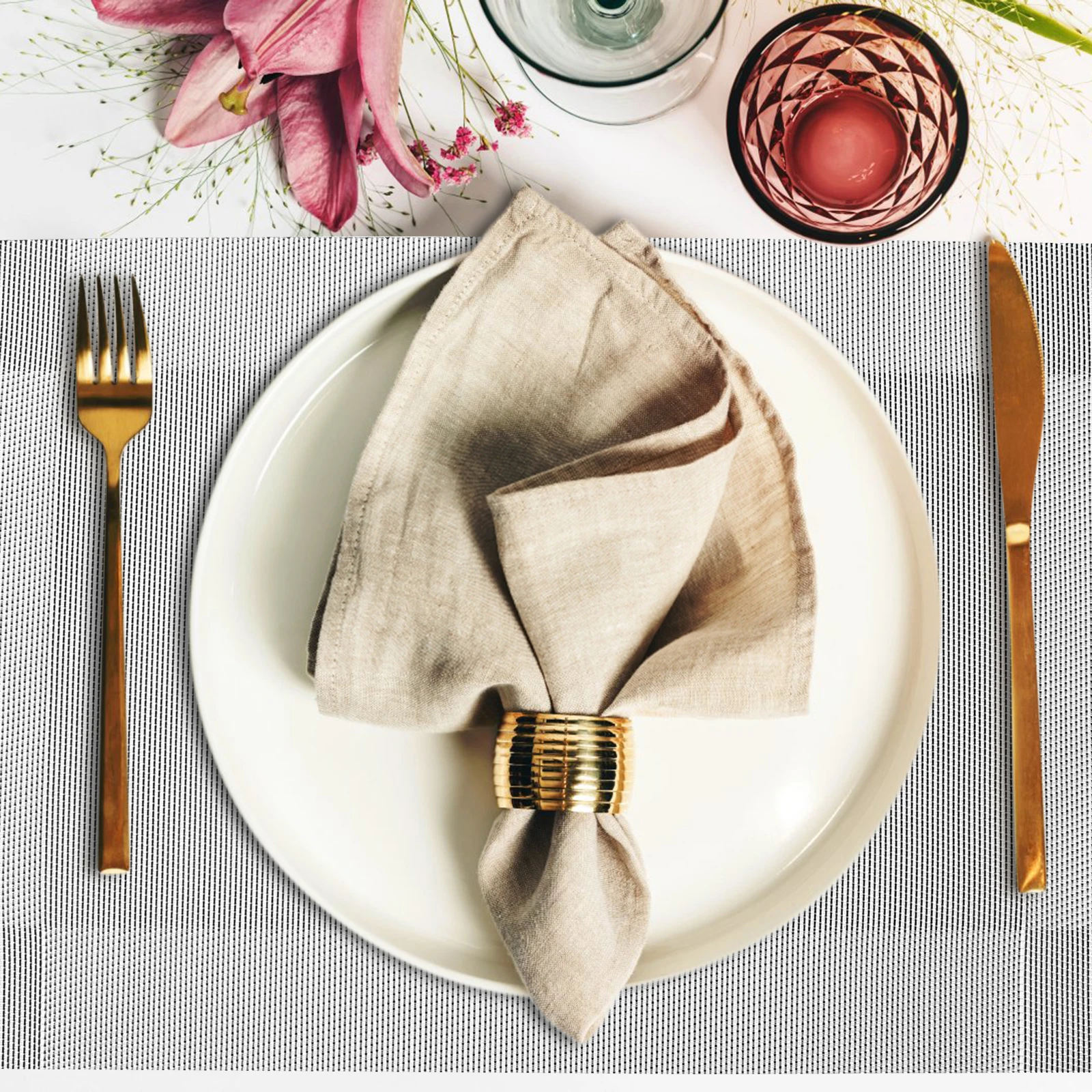 

6Pcs Table Placemats Kitchen Table Decor Sets Strong Flexibility Placemats for Plate Cup Pot Protection Holiday Thanksgiving