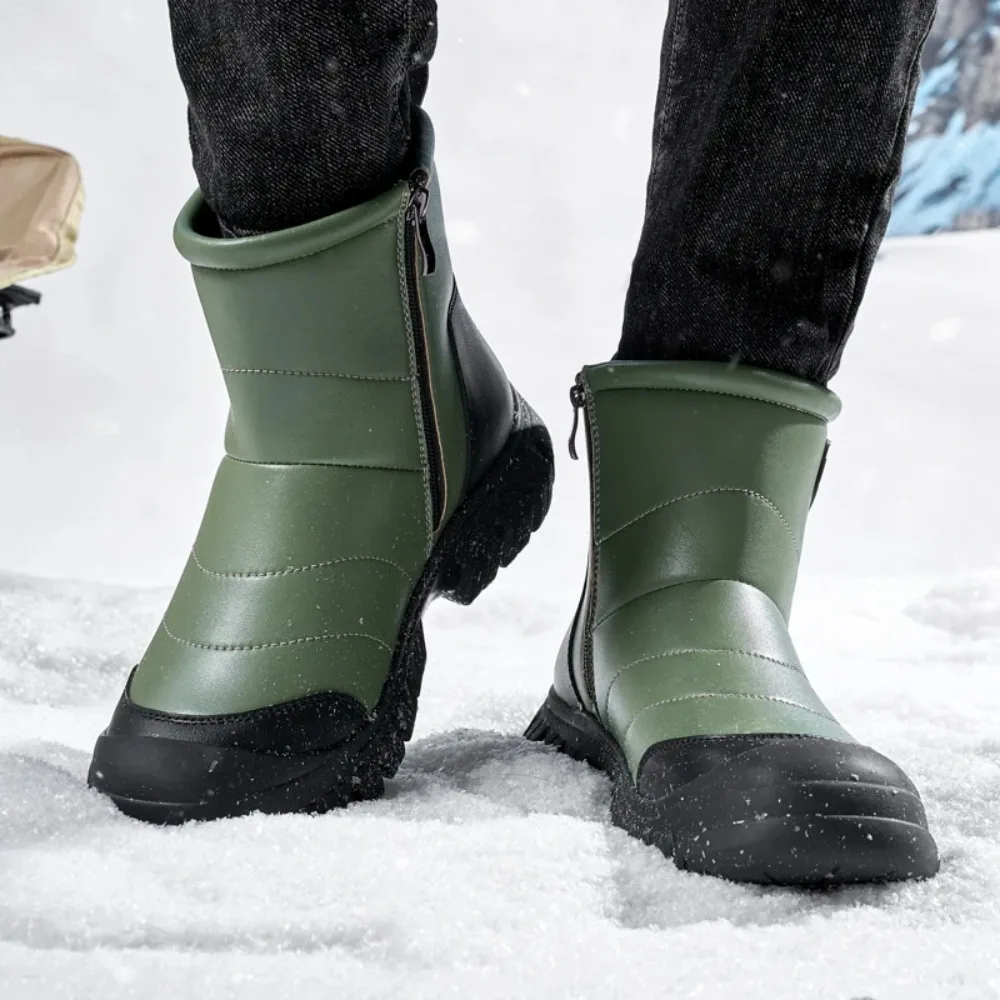 الذكور عدم الانزلاق عالية أعلى أحذية الشتاء في الهواء الطلق الجلود موتوكروس أحذية رجالي دراجة نارية أحذية أنيقة المشي لمسافات طويلة الشتاء أفخم الثلوج بوتاس