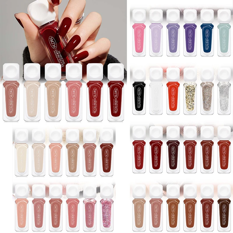 6PCS/Set 10ml Peelable Water-based Nail Polish, Odorless, Free Baking Quick Drying Lasting Solid Color Nail Lacquer For Salon
